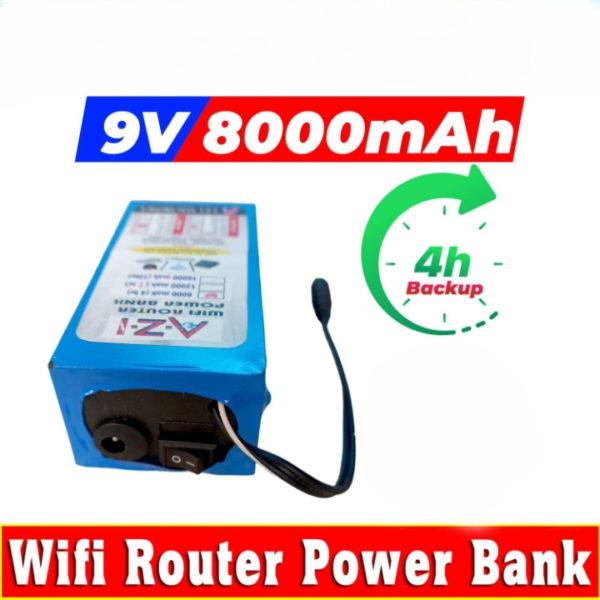 Wifi Router Power Bank 9V 8000mAh Any WiFi Router Power Bank UPS Fiber Optic Routers CCTV Camera 4 Hours Backup