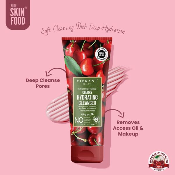 Vibrant Beauty Brightening Cherry Hydrating Cleanser (200ml) - Image 4