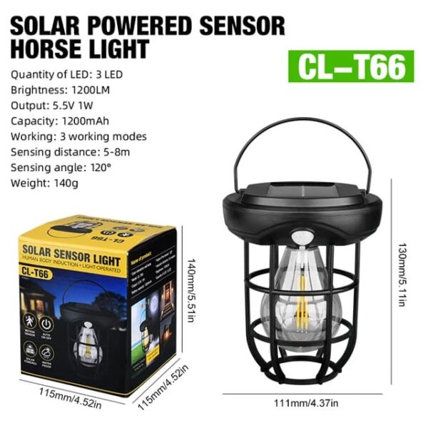 Solar Wall Lights Outdoor,Solar Camping Lights with 3 Lighting Modes & Motion Sensor, Waterproof LED Solar Camping Lantern Lamp - Image 2