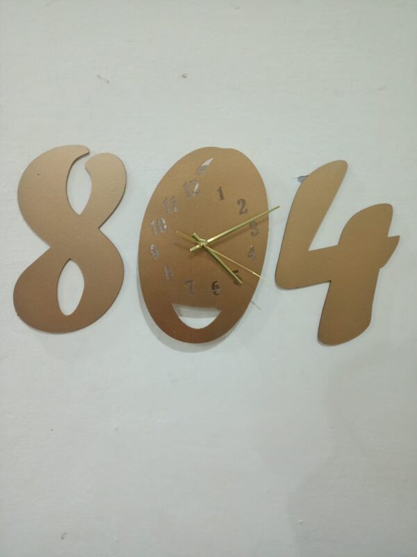3d wall clock Wooden  Golden color  Wall Clock (804) - Image 3