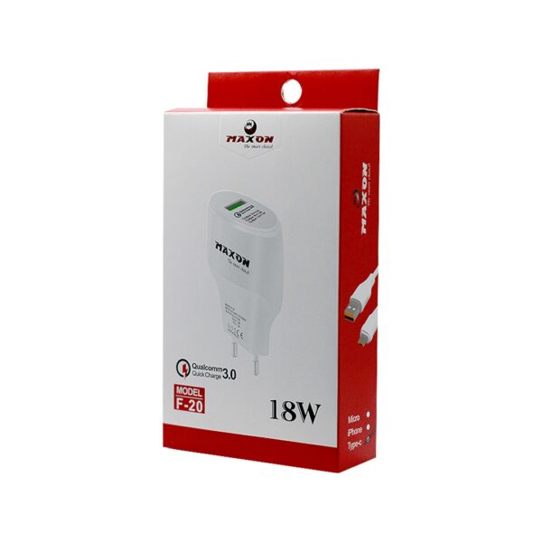 Maxon F-20 Type C Mobile Charger 3.0 Quick Charge- 1 USB Port-18W Fast Charger - Image 3