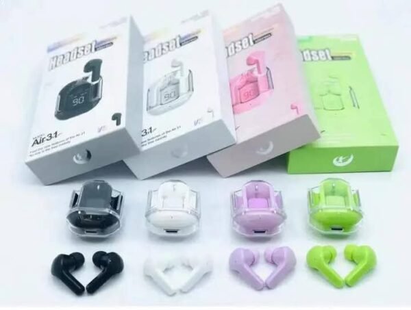 Earbuds Air 31 Airpods Wireless Earbuds With Crystal Transparent Case With Type-C Charging | Earbuds Bluetooth 5.3 (Without Pouch) - Image 2