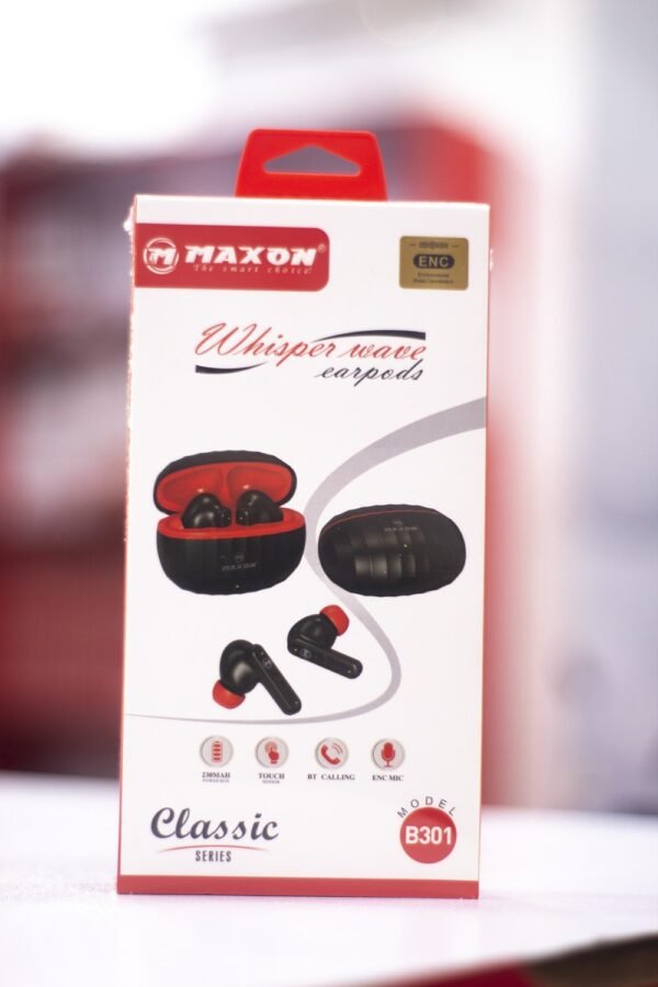 maxon  B-301 Whisper Wave Earbuds ENC( Environmental Noise Cancellation) 13mm Bass Speaker - Image 8