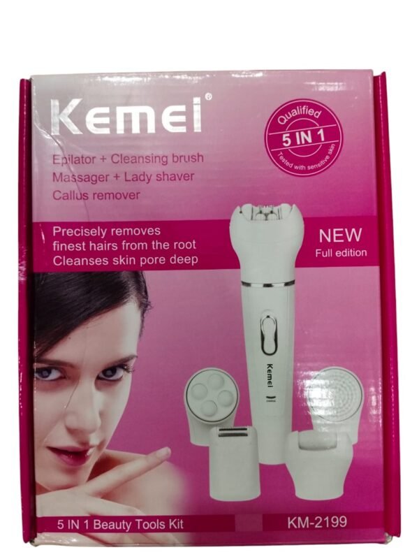 KEMEI KM-2199 Electric Ladies Hair Removal Trimmer 5 in 1 Epilator With Callus Remover ( Random Color ) - Image 2