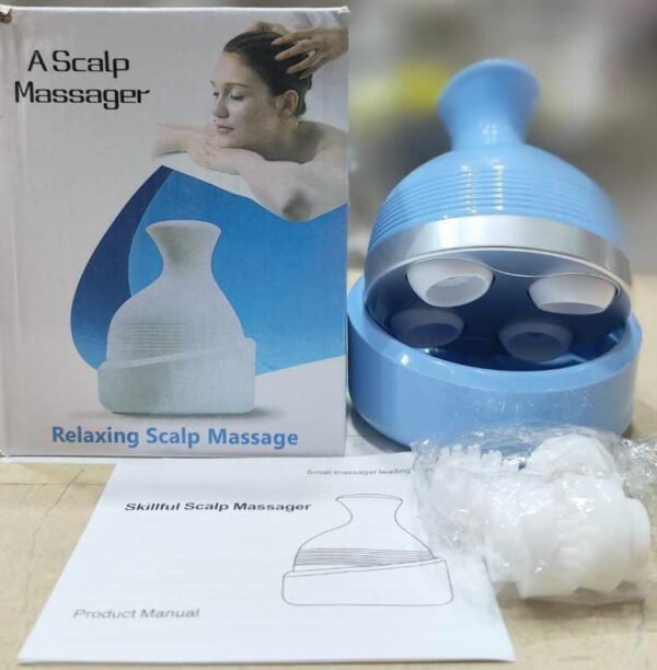 Scalp Massager, Electric Meridian Massage with 4 Moveable Massage Cluster, Rechargeable Portable Washable Head Massager to Relieve Fatigue and Hair Loss ( Random Color ) - Image 5