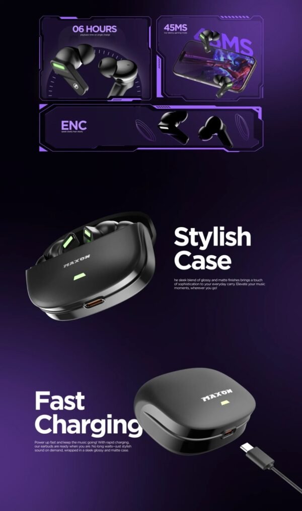 Maxon B-101 Sky Stone Earbuds Noise Cancellation (ANC) Bluetooth Version: BT 5.4 - Image 10