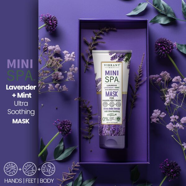 Vibrant Beauty Mini Spa Mask Lavender + Mint Ultra Soothing Mask for Hands | Feet & Body (200ml) - Image 3