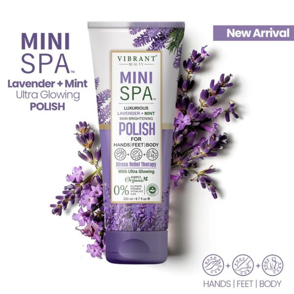 Vibrant Beauty Mini Spa Luxurious Lavender+Mint Skin Brightening Polish With Ultra Glowing (200ml) - Image 5