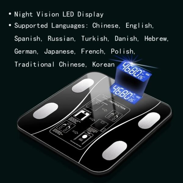 Digital Bathroom Body Weight Scales with Body Tape Measure, Smart Bluetooth USB Charging Scale for BMI and Weight Loss (random color) - Image 4