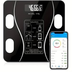 Digital Bathroom Body Weight Scales with Body Tape Measure, Smart Bluetooth USB Charging Scale for BMI and Weight Loss (random color)