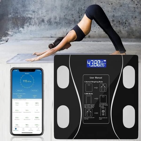Digital Bathroom Body Weight Scales with Body Tape Measure, Smart Bluetooth USB Charging Scale for BMI and Weight Loss (random color) - Image 6