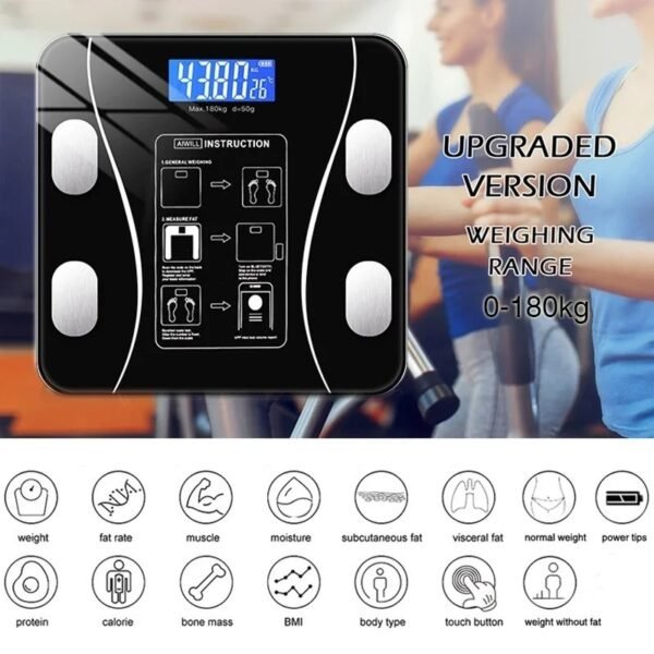 Digital Bathroom Body Weight Scales with Body Tape Measure, Smart Bluetooth USB Charging Scale for BMI and Weight Loss (random color) - Image 5