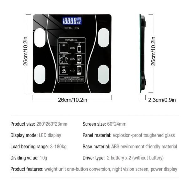 Digital Bathroom Body Weight Scales with Body Tape Measure, Smart Bluetooth USB Charging Scale for BMI and Weight Loss (random color) - Image 9