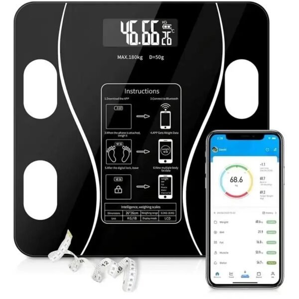 Digital Bathroom Body Weight Scales with Body Tape Measure, Smart Bluetooth USB Charging Scale for BMI and Weight Loss (random color) - Image 11