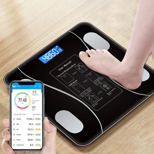 Digital Bathroom Body Weight Scales with Body Tape Measure, Smart Bluetooth USB Charging Scale for BMI and Weight Loss (random color) - Image 12