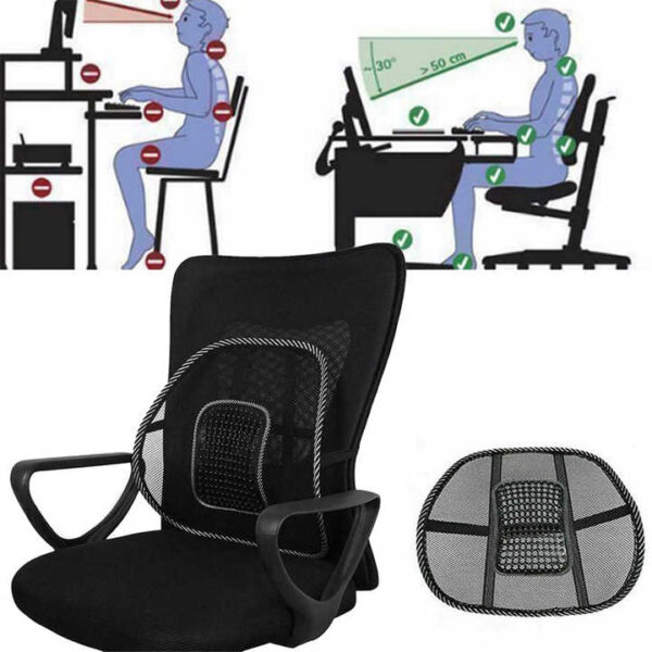 1 piece Lumbar Back Support, Mesh Cushion Backrest for Office Home Car Seat Portable Breathable Work Chair Rest Massage Beads for Lower Body Pain Relief - Image 5