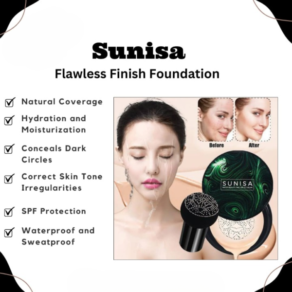 Sunisa 3 in 1 Air Cushion BB and CC cream foundation Waterproof Mushroom Head Air Cushion BB Cream Liquid Foundations CC Cream - Image 3