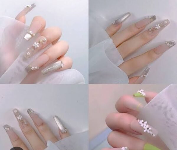 10 PCs Fake Nails False Nails Wearable Nails Stylish Pattern Artificial Nails | Fake Nails For Girls | Artificial Nails For Women with Sticking Dots ( Random Design ) - Image 7