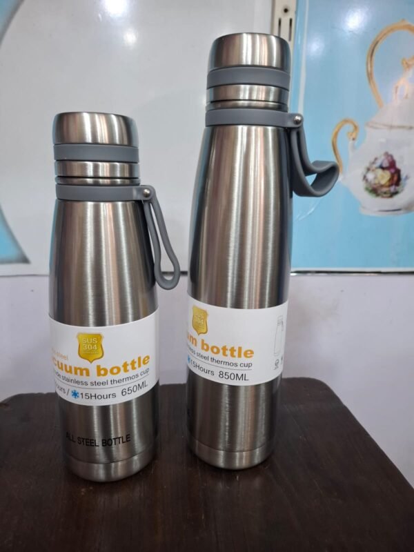 Insulated Vacuum Water Bottle with Strap, Stainless Steel, Double Wall Thermos for Hot & Cold Drinks ( Random Color ) - Image 8
