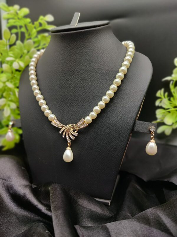 Imported Timeless Pearl Necklace Set with Radiant Pendant & Earrings | Girls & Women Fashion - Image 2