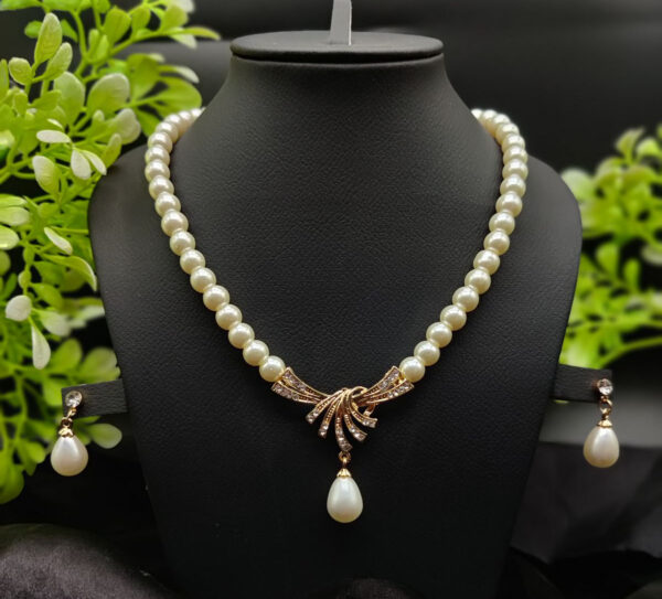 Imported Timeless Pearl Necklace Set with Radiant Pendant & Earrings | Girls & Women Fashion