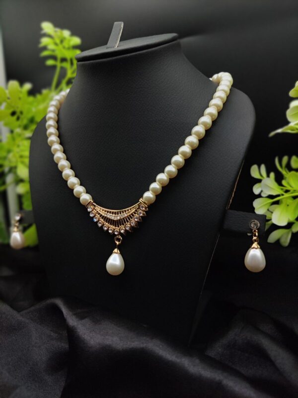 ✨ Imported Pearl Perfection Dual-Strand Necklace Set with Elegant Teardrop Pendant ✨ | Artificial Necklace For Girls & Women - Image 2