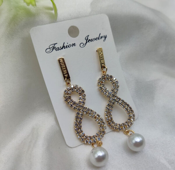 Imported Infinity Charm Pearl Drop Earrings - Sparkling Elegance | Best Quality Artificial Earrings For Girls