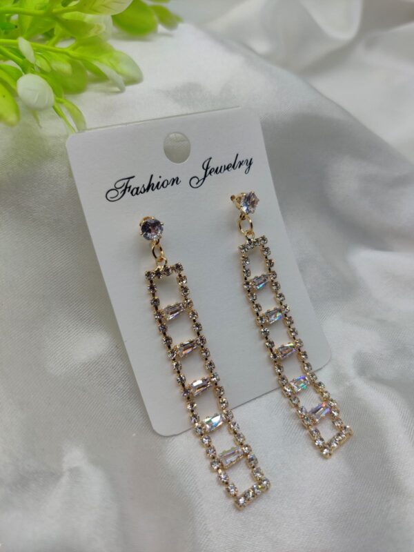 Imported Elegant Geometric Rhinestone Drop Earrings | Best Quality Earrings For Girls & Women - Image 2