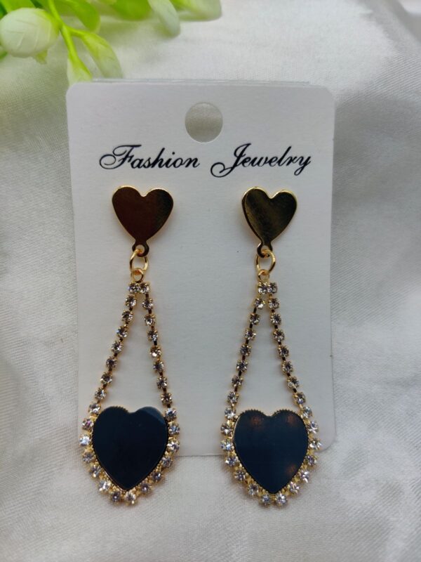 Imported Charming Heart Pendant Earrings with Glittering Crystal Trim | Earrings | Artificial Earrings - Image 2