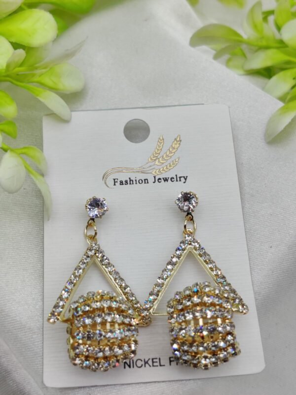 Imported Glamorous Triangle Drop Earrings with Rhinestone Accents | Girls Earrings | Women Earrings | Jewellery  - Image 2