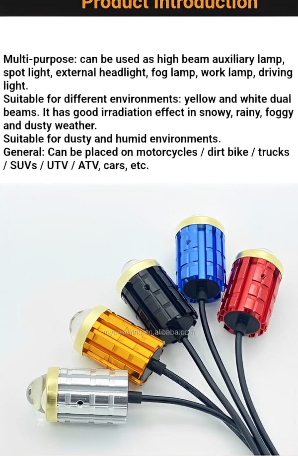 New Mini Driving Fog Light for All Motorcycle, Cars, Jeep 4 Functions White,Yellow,,Combo And Flasher Lens Projectors Auxiliary Light(Random Color) - Image 9