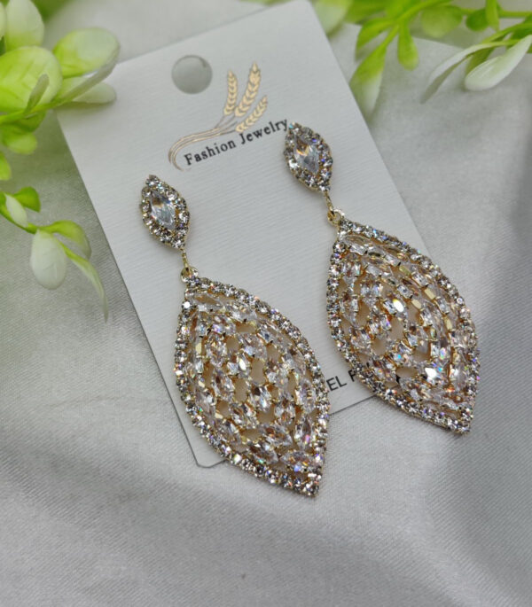 Imported Luxury Crystal Drop Earrings - Intricately Designed for Elegance - Luxurious Gold Finish | Best Quality Artificial Earrings For Girls & Women