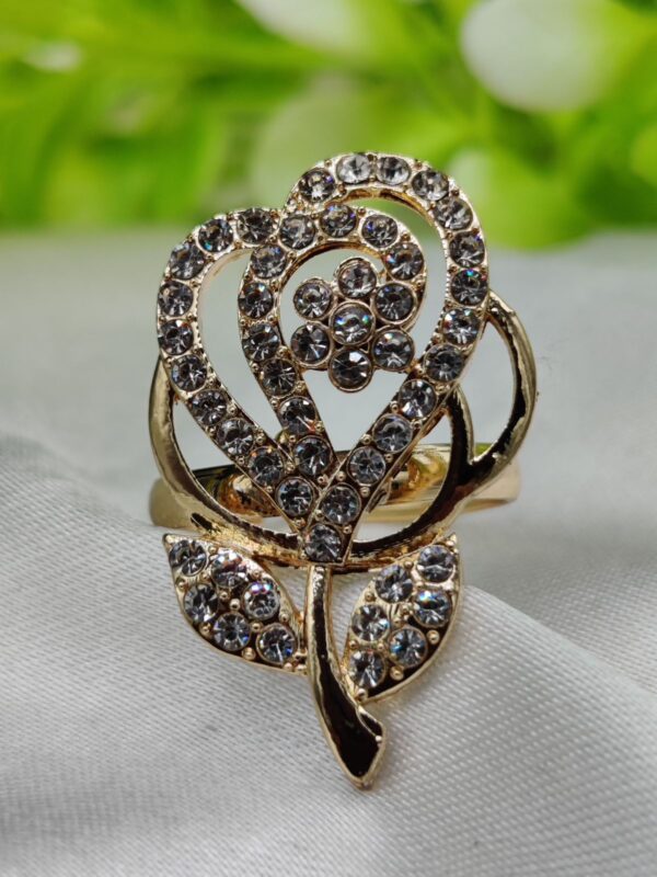 1 Piece Imported Sparkling Floral Elegance Adjustable Ring | Elegant Design Adjustable Ring For Girls & Women - Image 3