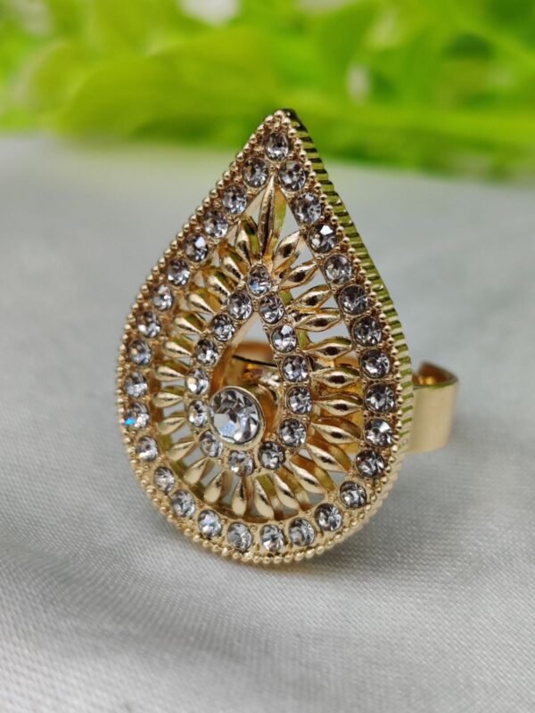 1 Piece Import Radiant Teardrop Crystal Embellished Ring | Best Quality Adjustable Ring For Girls & Women | Ring For Every Occasion - Image 3