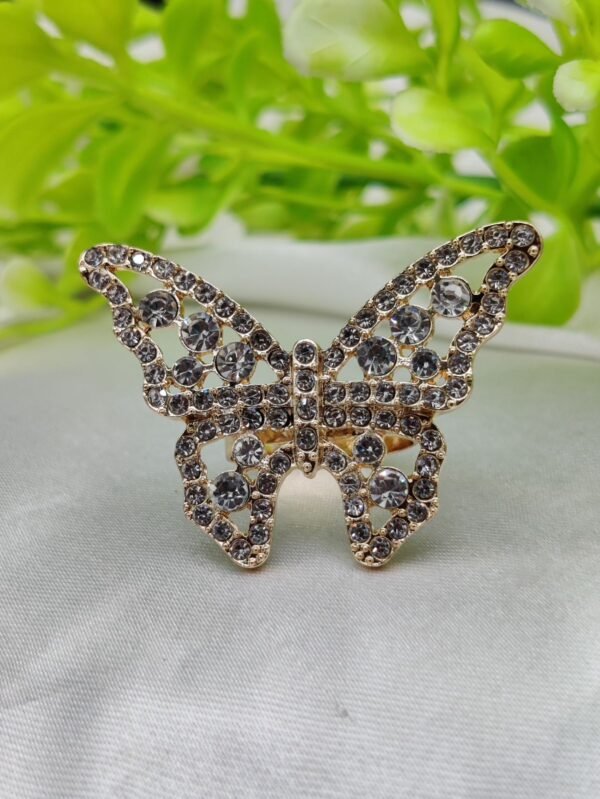 1 Piece Imported Dazzling Butterfly Crystal Ring - Embrace Elegance | Adjustable Ring | Beautiful Design For Every Occasion ✨ | Ring For Girls | Ring For Women - Image 2