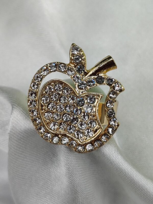 1 Piece Imported Glittering Crystal Apple Ring – Elegance Redefined ✨ | Luxurious Design Ring | Adjustable Ring | Ring For Girls & Women - Image 2