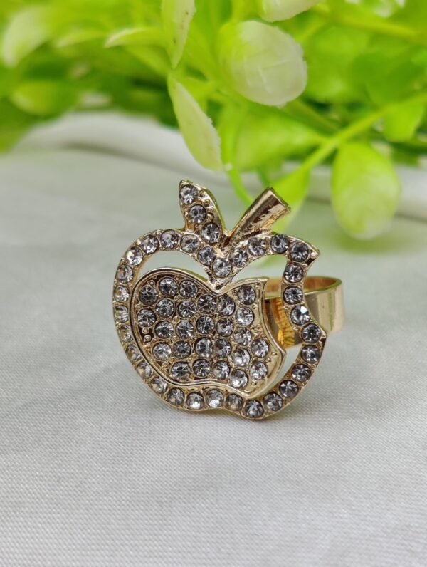 1 Piece Imported Glittering Crystal Apple Ring – Elegance Redefined ✨ | Luxurious Design Ring | Adjustable Ring | Ring For Girls & Women - Image 3