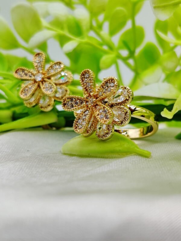 1 Piece Imported Blooming Elegance Adjustable Ring Set – Two Radiant Color 🌟 | Luxurious Design Ring | Adjustable Ring | Ring For Girls & Women ✨ - Image 2