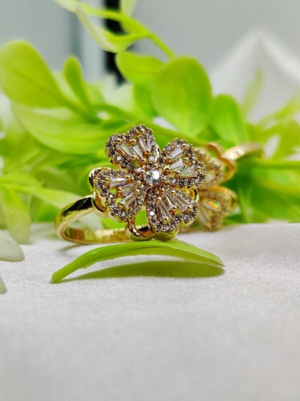 1 Piece Imported Dazzling Movable Floral Blossom Adjustable Rings - 2 Color  Variants 🌟 | Luxurious Design Ring | Adjustable Ring | Ring For Girls & Women ✨ - Image 9