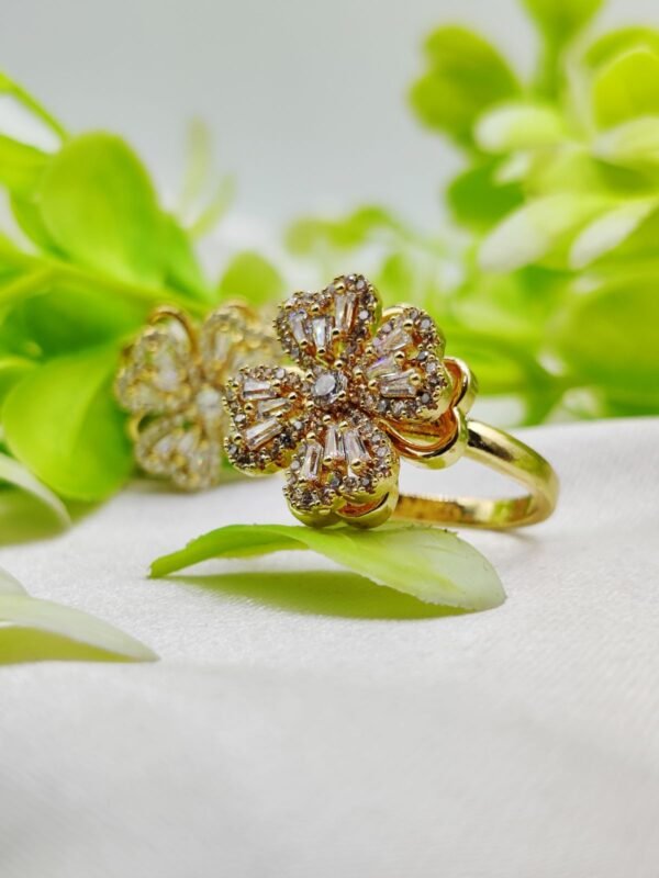 1 Piece Imported Dazzling Movable Floral Blossom Adjustable Rings - 2 Color  Variants 🌟 | Luxurious Design Ring | Adjustable Ring | Ring For Girls & Women ✨ - Image 8