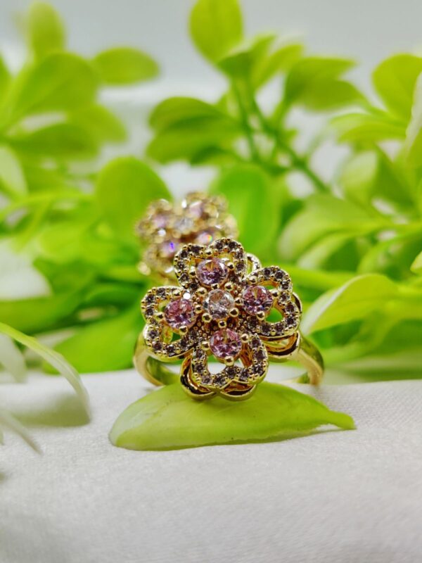 1 Piece Imported Elegant Moveable Floral Cluster Ring with Sparkling Zircon Detailing 🌟 | Luxurious Design Ring | Adjustable Ring | Ring For Girls & Women ✨ - Image 7