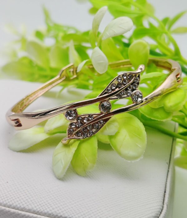Adjustable Crystal Leaf Bracelet - Imported Golden Bracelets -| Best Quality Artificial Bracelet For Girls & Women | Bracelet For Every Occasion | Elegant Design - Image 4