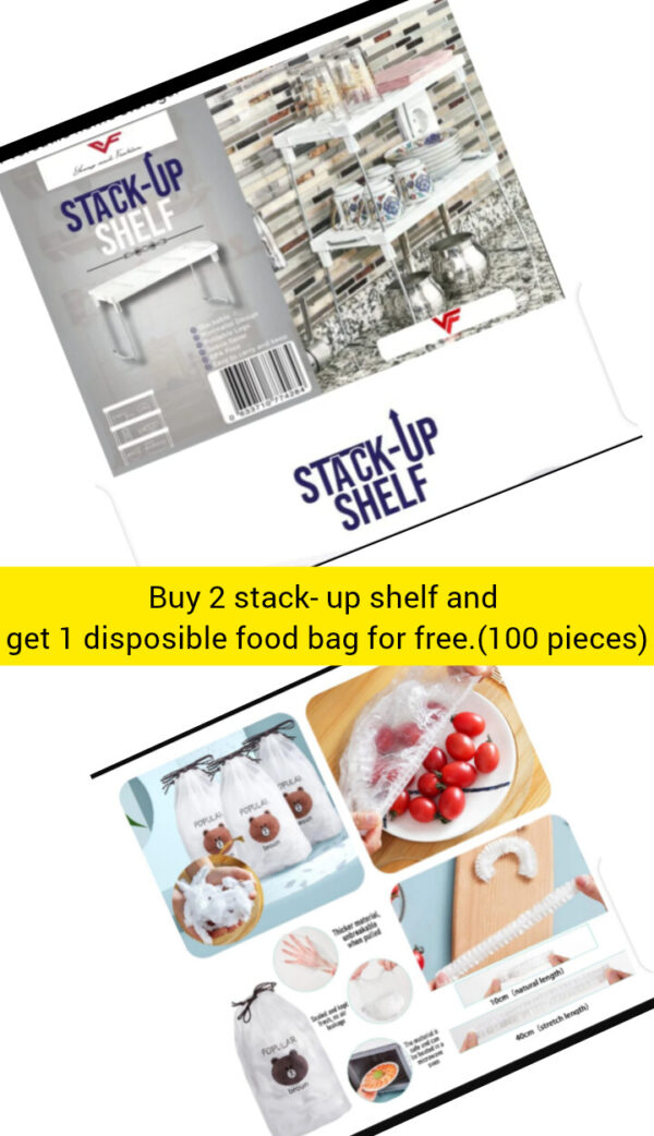 (deal) Buy 2 stack- up shelf and get 1 disposible food bag for free (100 pieces) (random color) - Image 6