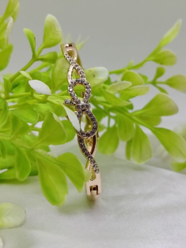 1 Piece Imported Elegant Adjustable Bracelet with Different Design | Twisted, Heart, Chevron, Dazzling Crossed, Intricately Crafted Design | Adjustable Bracelet – Best Quality Artificial Bracelet For Girls & Women ( Golden ) - Image 2