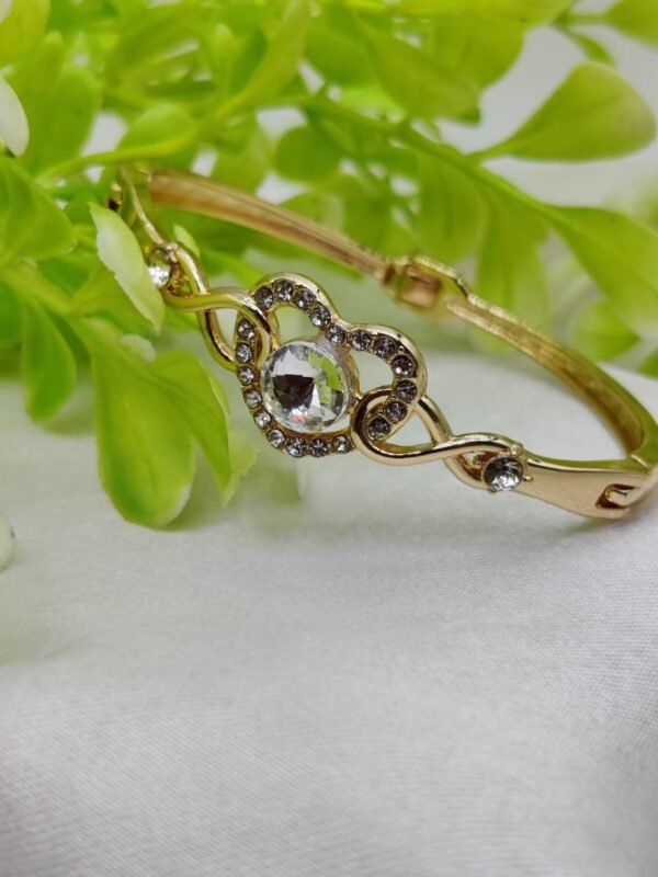1 Piece Imported Elegant Adjustable Bracelet with Different Design | Twisted, Heart, Chevron, Dazzling Crossed, Intricately Crafted Design | Adjustable Bracelet – Best Quality Artificial Bracelet For Girls & Women ( Golden ) - Image 5
