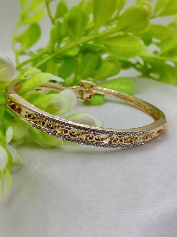 1 Piece Imported Elegant Adjustable Bracelet with Different Design | Twisted, Heart, Chevron, Dazzling Crossed, Intricately Crafted Design | Adjustable Bracelet – Best Quality Artificial Bracelet For Girls & Women ( Golden ) - Image 10