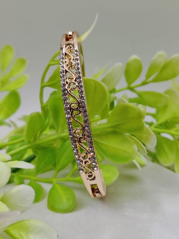1 Piece Imported Elegant Adjustable Bracelet with Different Design | Twisted, Heart, Chevron, Dazzling Crossed, Intricately Crafted Design | Adjustable Bracelet – Best Quality Artificial Bracelet For Girls & Women ( Golden ) - Image 9