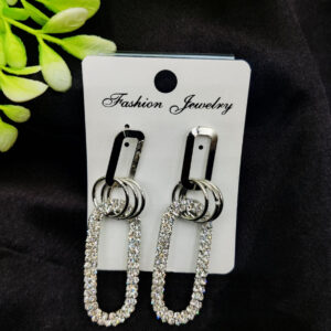 Imported Earrings In Multiple Design | Teardrop, Marquise Dangle, Triple Ring, Infinity Pearl, Rhinestone Design Earrings| Luxury Look Artificial Earrings | Girls Earrings | Women Earrings ( Silver Color)