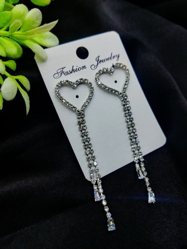 Imported Heart Drop Long Earrings – Tarnish-Free Sparkle for Every Occasion | Girls Earrings | Women Earrings | Jewellery  - Image 2