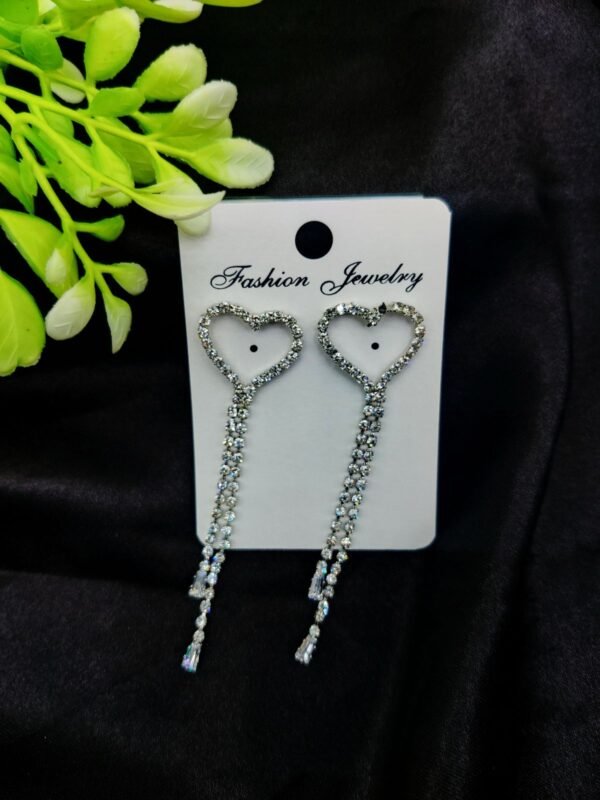 Imported Heart Drop Long Earrings – Tarnish-Free Sparkle for Every Occasion | Girls Earrings | Women Earrings | Jewellery  - Image 3